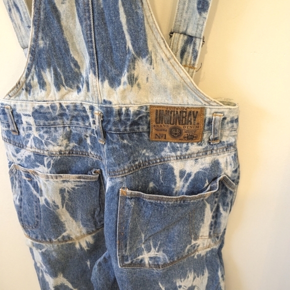 Vintage Girls Union Bay Bleached Denim Short Overalls XL - Picture 4 of 8